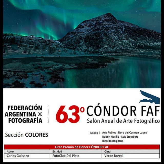 Hace tiempo que no subía una fotografía. Hoy quiero compartir con ustedes ”Verde Boreal”, que obtuvo el Gran Premio CÓNDOR FAF, de la Federación Argentina de Fotografía, en la Categoría Colores. Muchísimas gracias a los jurados y, muy especialmente, a Juan Brath @juancbrath, maestro y amigo. #fineart #fineartphotography #landscape #landscapephotography #auroraboreal #auroraborealis #lofoten #norway🇳🇴 #noruega #travel #travelphotography